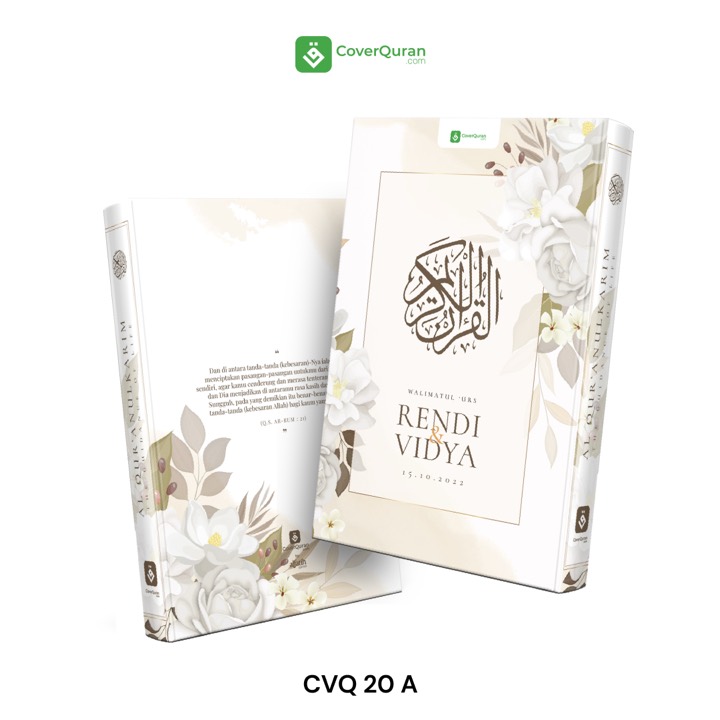 Contoh desain sampul Al-Qur'an custom tema pernikahan